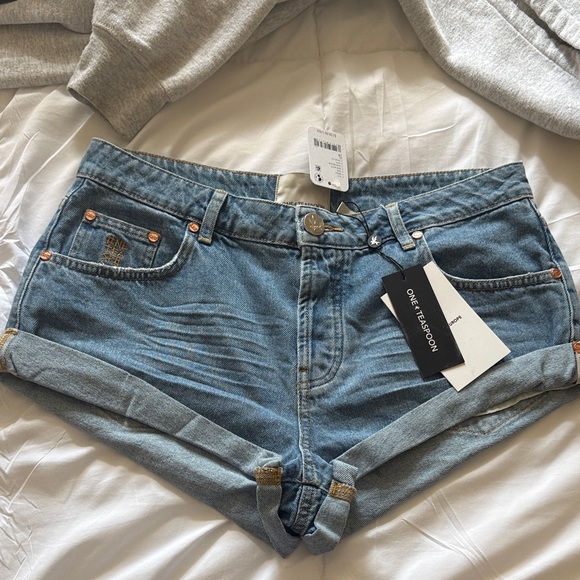 One Teaspoon Blue Denim Shorts - Picture 1 of 3